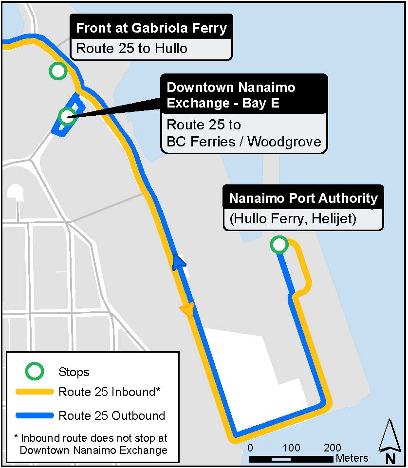 RDN Transit Route 25 Nanaimo Port Authority map