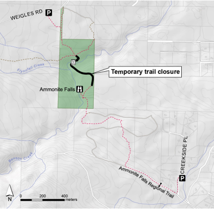 temporary trail closure for Benson Creek Falls Regional Park
