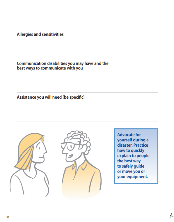 Heath information card: provides first responders with info. they need to assist you if you're unconscious or incoherent, or if they need to quickly evacuate you. This portion of the card provides info. on allergies, communication disabilities etc.