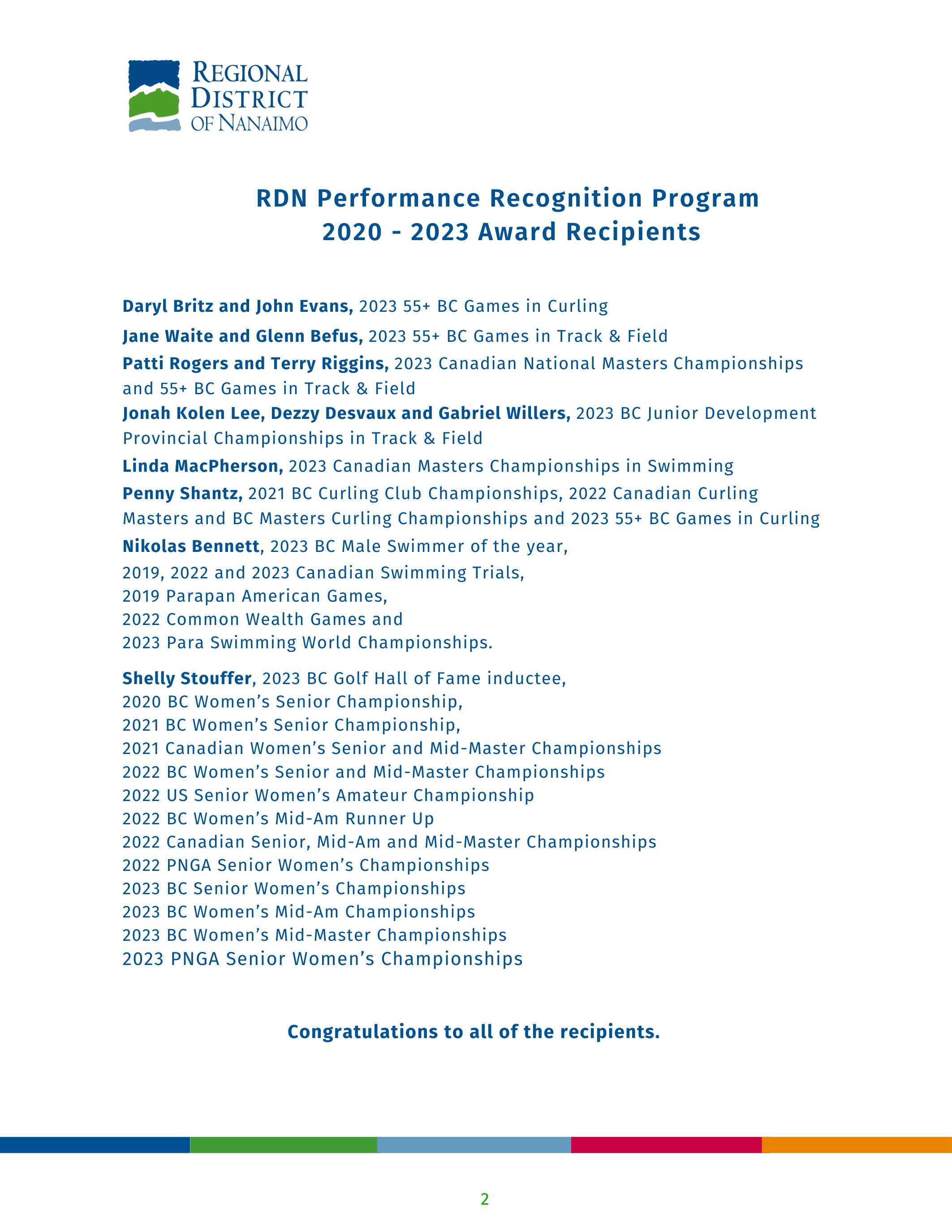 Performance Award Recipients page 2