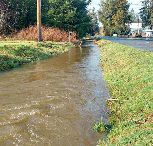 full drainage ditch